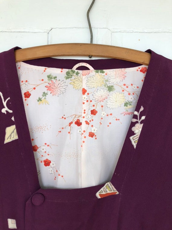 Vintage Plum Silk Kimono - image 3