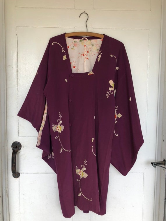 Vintage Plum Silk Kimono - image 2