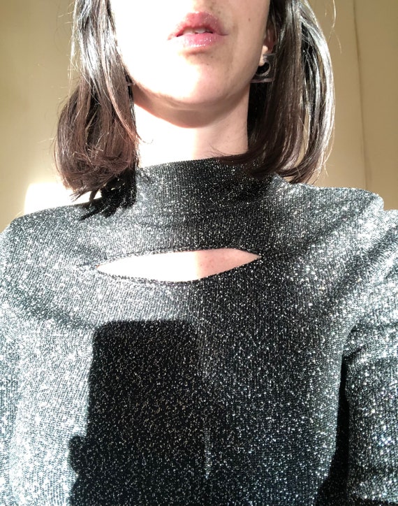 90s / Y2K Glittery Black Top - image 8