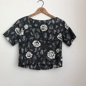 Moody Grey Floral Crop Top