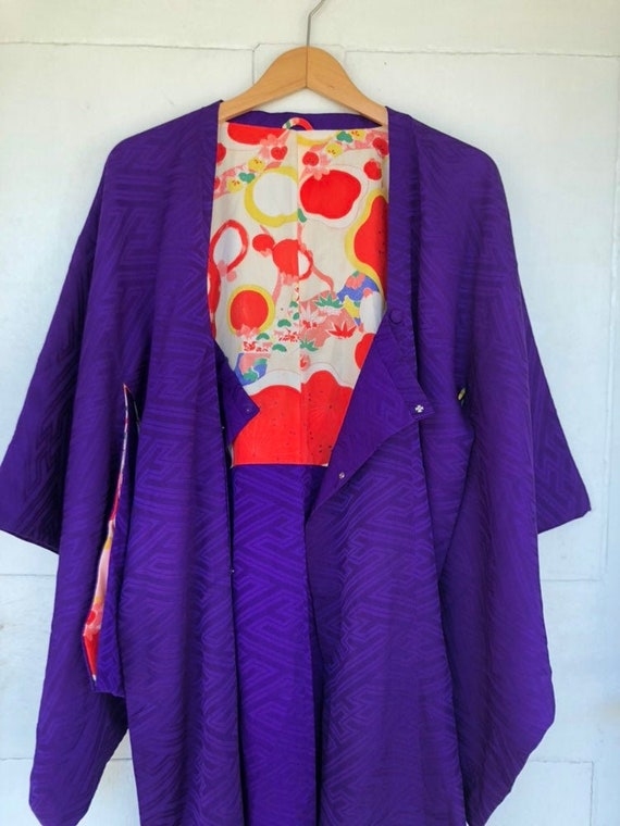 Stunning Vintage Purple Silk Kimono - image 1