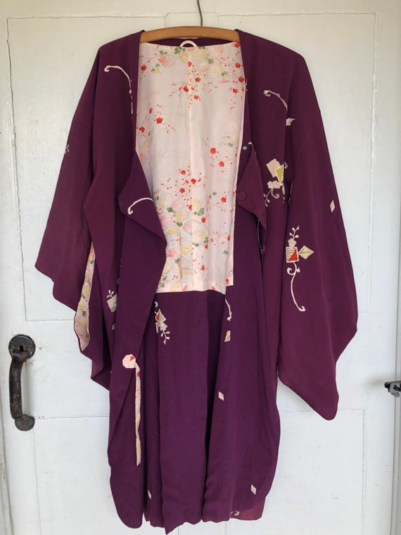 Vintage Plum Silk Kimono - image 1