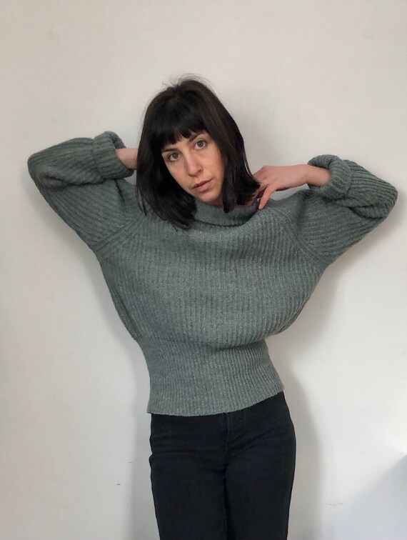 Dusty Turquoise Brioche Knit Turtleneck