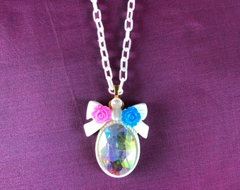 White Jewel Statement Necklace, sweet lolita, fairy kei, gyaru, girly, Harajuku, rhinestone, sparkly, bling necklace