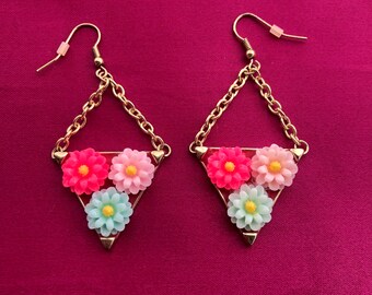 Pendientes Triangle Trio Statement, dulce lolita, hada kei, gyaru, floral