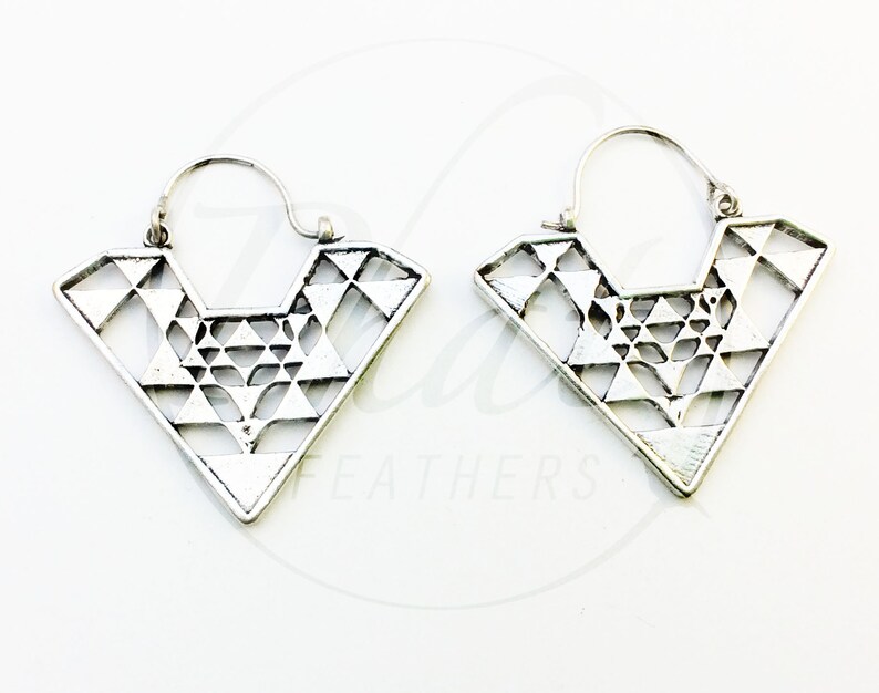 Mother Gift Brass Triangle Earrings,Tribal Brass Earrings,Gypsy Earrings,Boho Earrings,Geometric Earrings,Statement Earrings