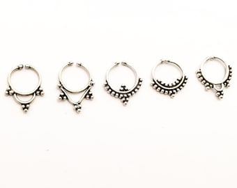 Faux Silver Septum Ring, Fake Piercing, Fake Indian Nose Ring, Goth Statement Jewelry, Boho Septum Piercing Jewelry, Faux Septum Jewelry
