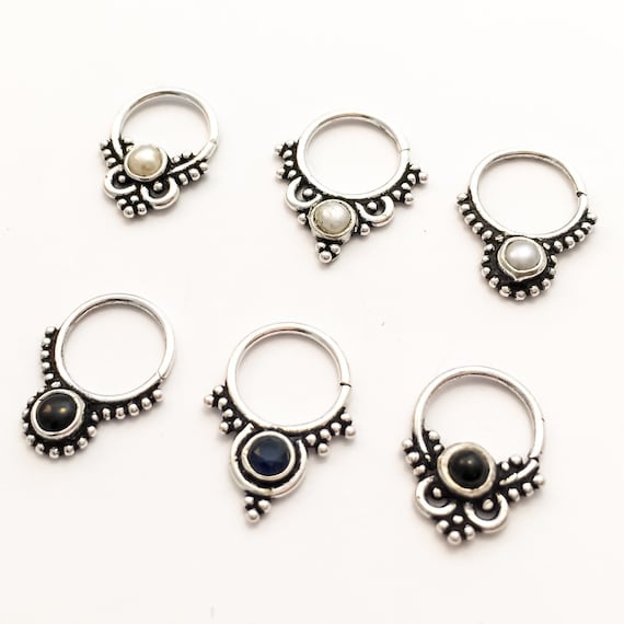 nose ring black stone