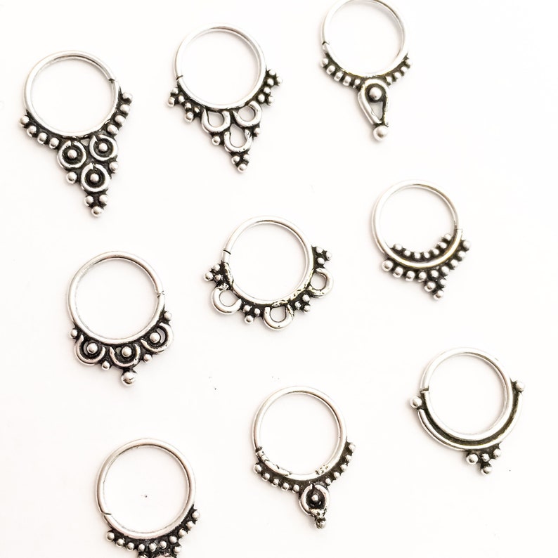 Silver Septum Piercing Nose Ring Tiny Silver Hoop Earring - Etsy