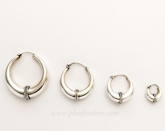 Large Silver Hoop Earrings, Tiny Hoop Earrings, Simple Hoop Earrings, Chunky Silver Earrings, Boho Earrings, Mom Gift, Valentines Day Gift