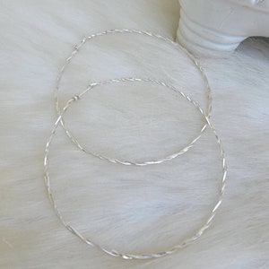 Extra Large Twisted Sterling Silver Hoop Earrings - 3 Inch