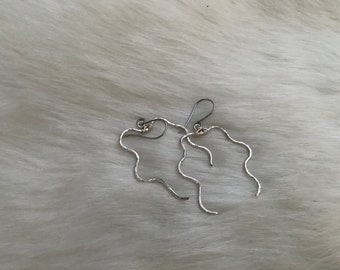 Silver arch earrings , open hoop earrings, squiggle earrings