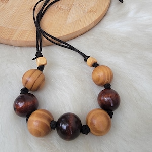 Chunky wooden beaded necklace , earthy jewelry, big bold necklace.