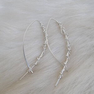 Sterling Silver Threader Earrings: Unique Wire Wrapped Hoops