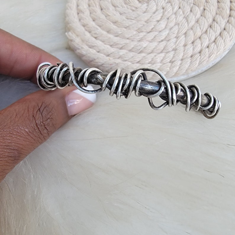 Wire wrapped bracelet silver cuff oxidized bangle image 6