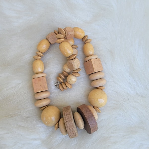 Chunky Wood Necklace Etsy