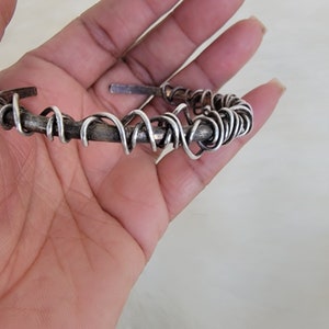 Wire wrapped bracelet silver cuff oxidized bangle image 1