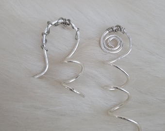 Silver mismatched earrings, asymmetrical earrings , unique post earrings