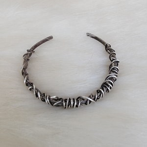 Wire wrapped bracelet silver cuff oxidized bangle image 2