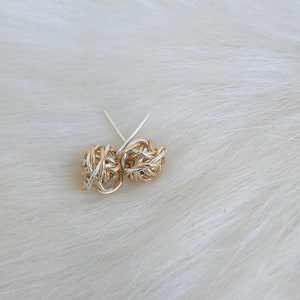 Two-Tone Love Knot Stud Earrings: Sterling Silver & 14kt Gold Filled