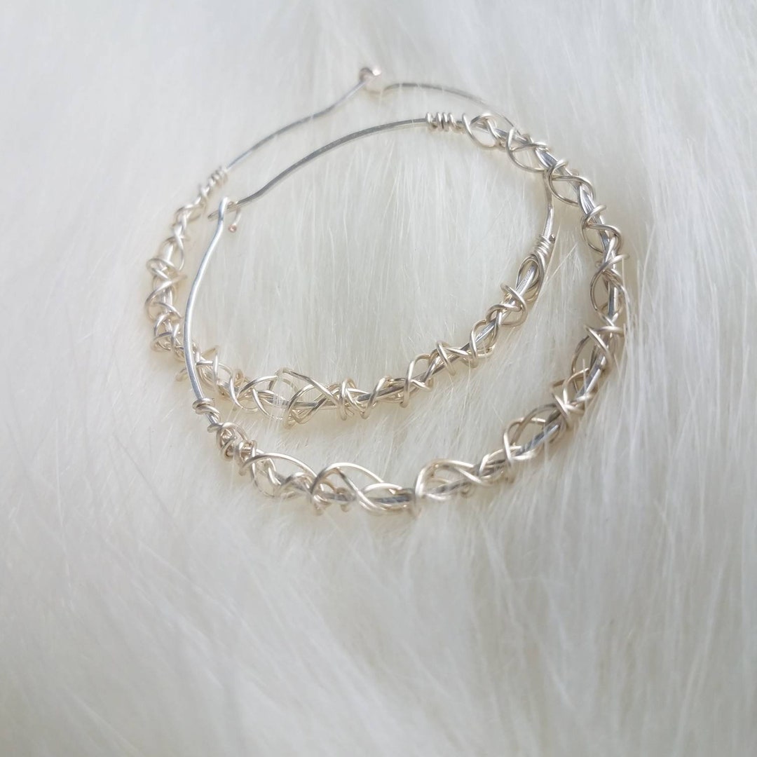 Silver Large Hoop Earrings: Twisted Hoop Earrings Unique Hoop Earrings ...