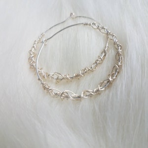 Sterling Silver Large Hoop Earrings: Wire Wrapped Design