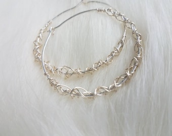 Sterling silver large hoop earrings,  unique hoop earrings