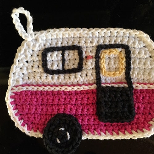 PATTERN Crochet Camper Applique Hot Pad Tutorial Etsy