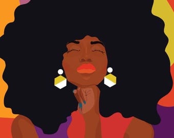 Black Woman Afro Art,  Self Love Pop Art, Black  Joy Art,  Afrocentric Portrait Print, Bright Colorful Art Print, Modern Dopamine Decor