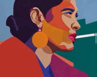 Billie Holiday  Jazz Poster,   Abstract  Jazz  Print,  Billie Holiday Portrait, Colorful Abstract Billie Holiday Print,  Lady Day
