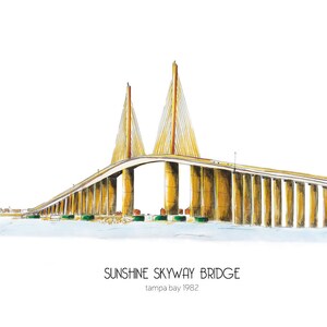 8 x 10 Wall Art Illustration Sunshine Skyway Bridge image 3