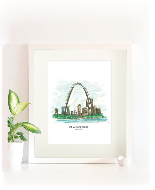 hand painted 8x10 st louis arch
