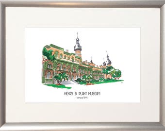 16"x12" Henry B. Plant Museum -  Wall Art Illustration