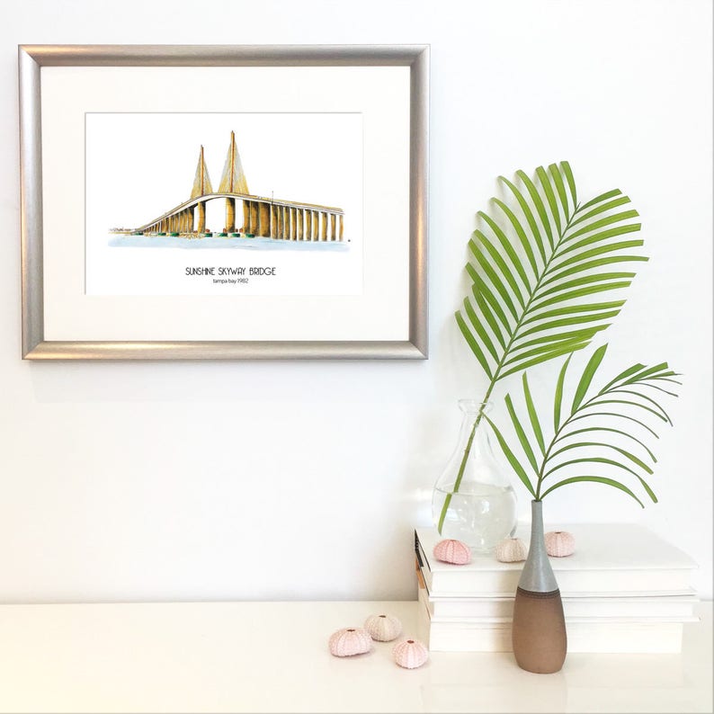 8 x 10 Wall Art Illustration Sunshine Skyway Bridge image 2