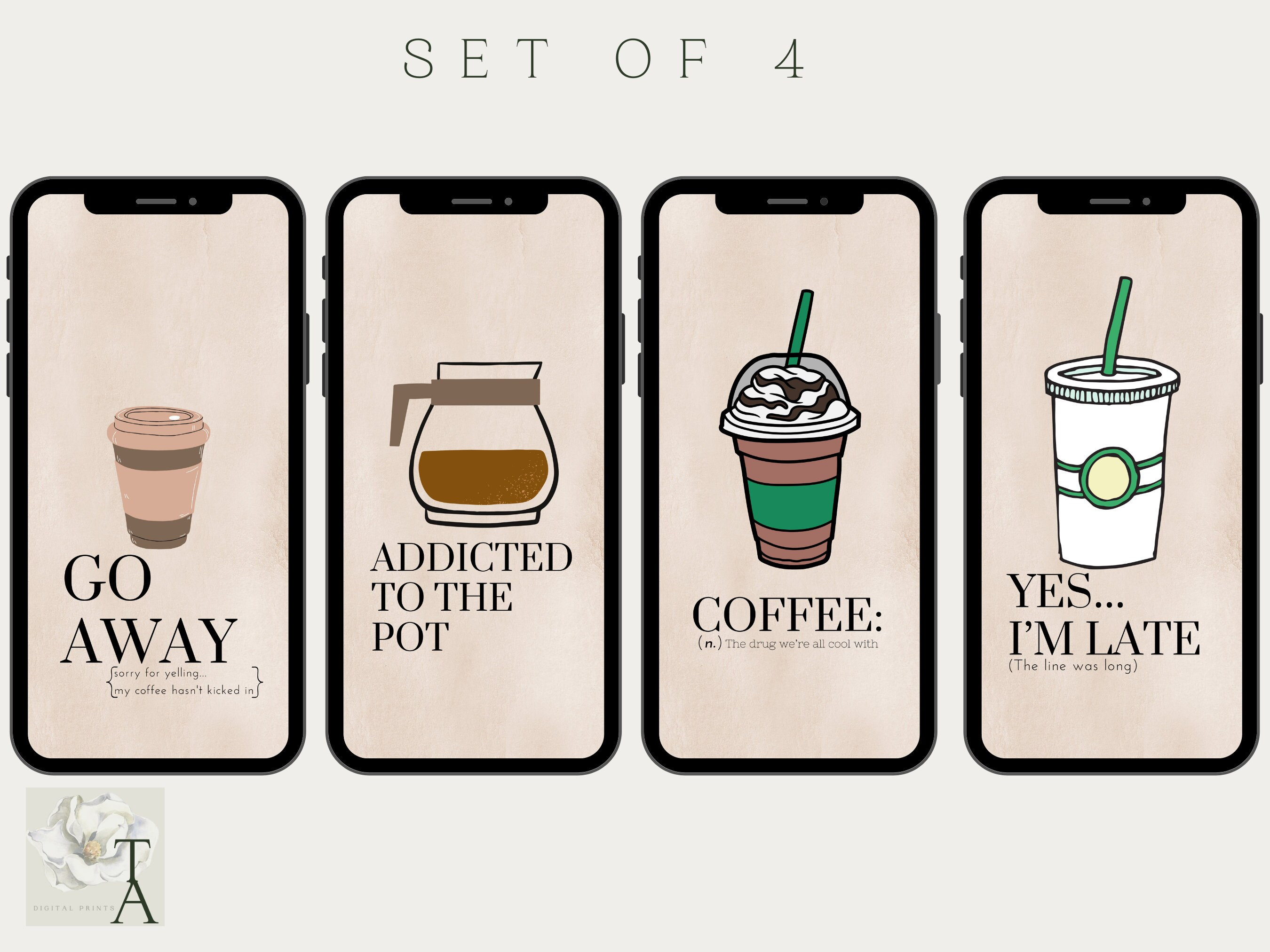4 Neutral Coffee Iphone Background Wallpaper Funny - Etsy 4 Neutral Coffee Iphone Background Wallpaper Funny - Etsy