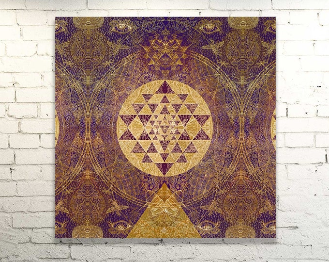 Featured listing image: SRI ALCHEMY Yantra - SatNam - Visionary Artprint | Energized  on Canvas Variations - Customised Mandala Yoga Art