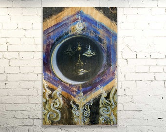 SHIVA MOON - Pittura su legno/Artprint su tela/Variazioni personalizzate uniche - YOGA Art