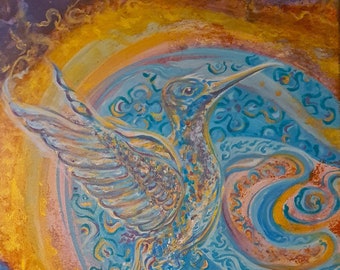 RISING - Pittura originale su tela in 50x100 / Energised-Customised-Unique Mischtechnik Art / Artprints Poster, ArtBanner
