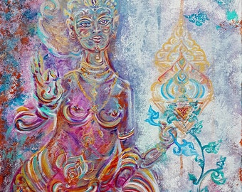 Devi Shakti - Pittura originale e stampa artistica energizzata/Arte unica su misura su tela in varie dimensioni