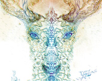 Mystic/Light Deer - Canvas - Energised-Customised-as Unique Art, Painting & Artprint