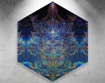 Kybalion - Energised - Unique Painted Artprint on Canvas in Various Size - Hexagon Wall Art  - Mystic Yoga Art