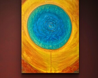 Rosa blu subliminale - Dipinto originale / Stampa artistica personalizzata su tela - Arte dipinta energica unica - Yoga-Visionary-Art