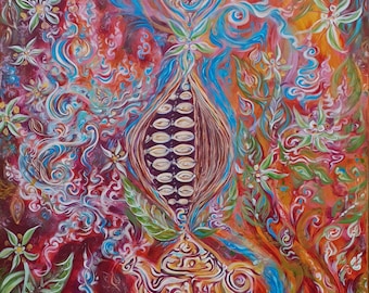 Cacaodiso - Vaso Cerimoniale di Cacao - Dipinto originale in 50x60cm su tela - Artprint & Unique Energized Custumisation in vari formati