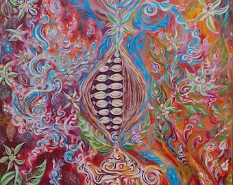 Cacaodiso - Ceremonial Pot of Cacao -  Original Painting in 50x60cm on Canvas - Artprint & Unique Energized Custumisation in Various Format