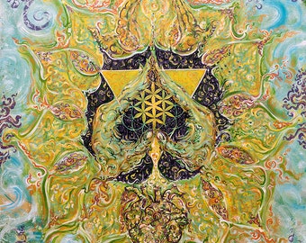 Anahata -Chakra del CUORE - Pittura energizzata su tela - Arte yoga personalizzata dal dipinto originale
