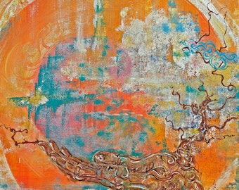 Sky Rooted - Original Painting & Canvas Artprint / Unique Energized Unikat / Painted Wall Art