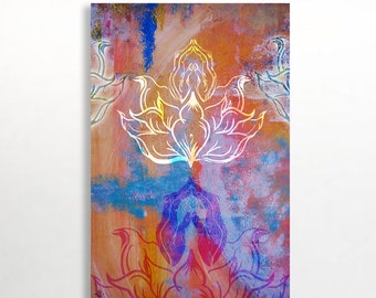 Lotus Mudra - Energized Painted Yoga Art -  Customised PAINTING & ARTPRINT on Canvas - Yoga Studio DECO