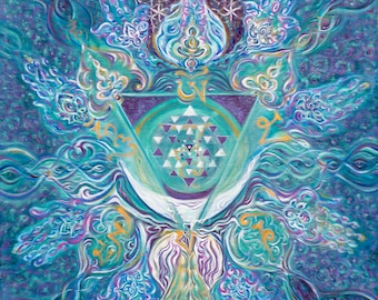 Vishuddhi Gola Chakra - Ether/Akash - Original Energised Unique Artprint, Dipinto - Personalizzato Mandala Yoga Art