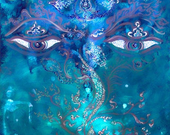 ShivaShambo-Ajna-Third Eye-Chakra - Pittura originale su tela / Artprint unica su misura