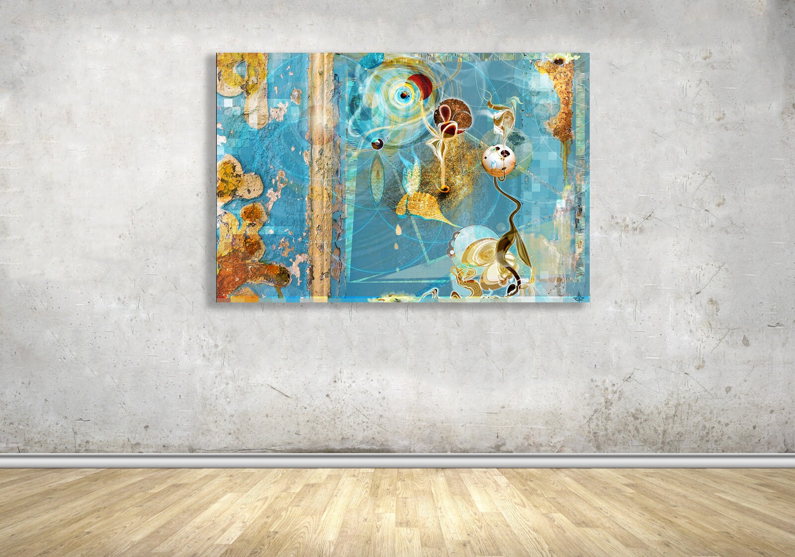 Custommade Variations Analogital Mischtechnik Art in Painting and Print on Canvas Gelee Royale